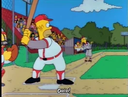 A Cartoon character playing baseball 