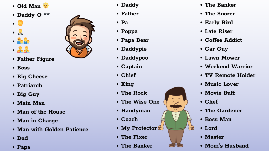 Contact Names for Dad